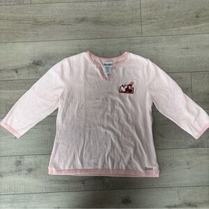 Vintage Walt Disney World Graphic Minnie Knit Shirt Womens Sz L Pink Striped